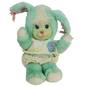 1990 Mattel Magic Nursery Kitty Plush Green Doll Rubber Face Outfit Vintage Toy